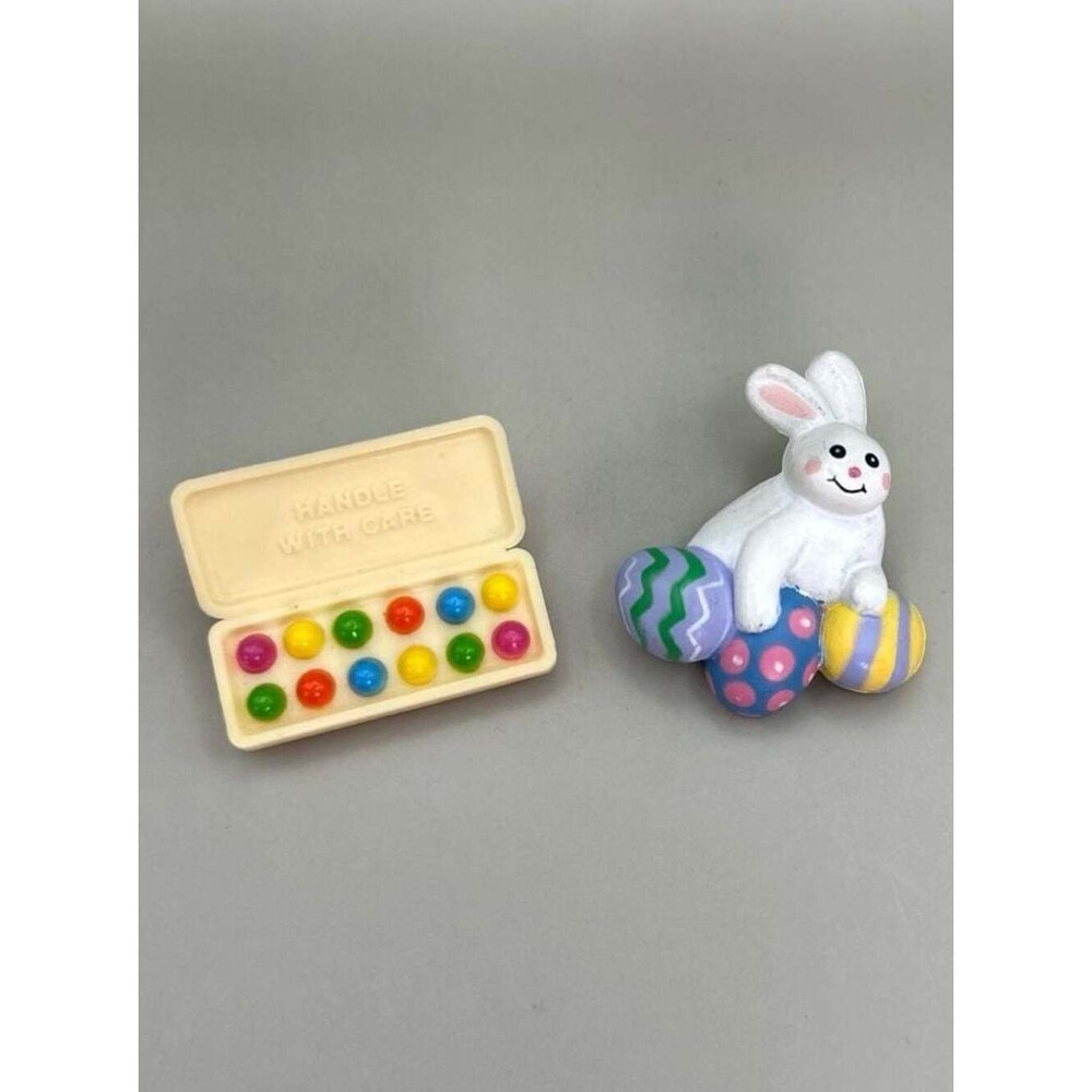 Vintage Easter Pin Set: Hallmark Crayola Egg Carton & Easter Unlimited Bunny